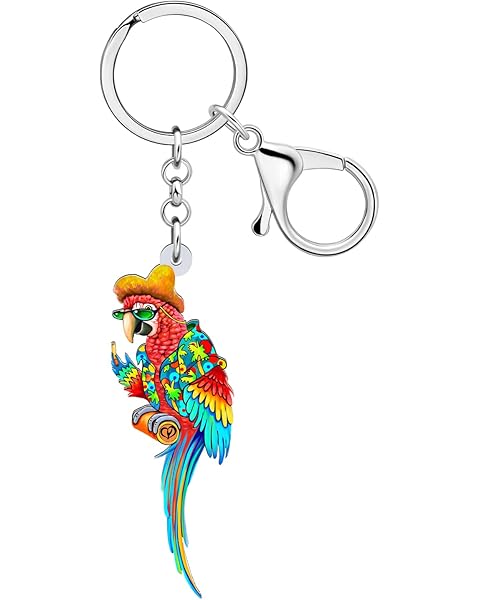 Acrylic Macaw Parrot Bird Keychain Wallet Car Key Chain Rings Jewelry Summer Scarle...