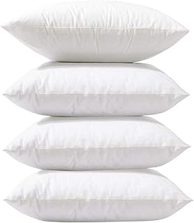 BeddingCareUk 4 Pack 55x55 cm 22" x 22" Cushion Inners Pads Inserts Fillers Stuffer Shams Square Pillows Anti Allergy White Bounce Back Hollowfiber Soft Hypoallergenic Polyester Fibre (22x22)