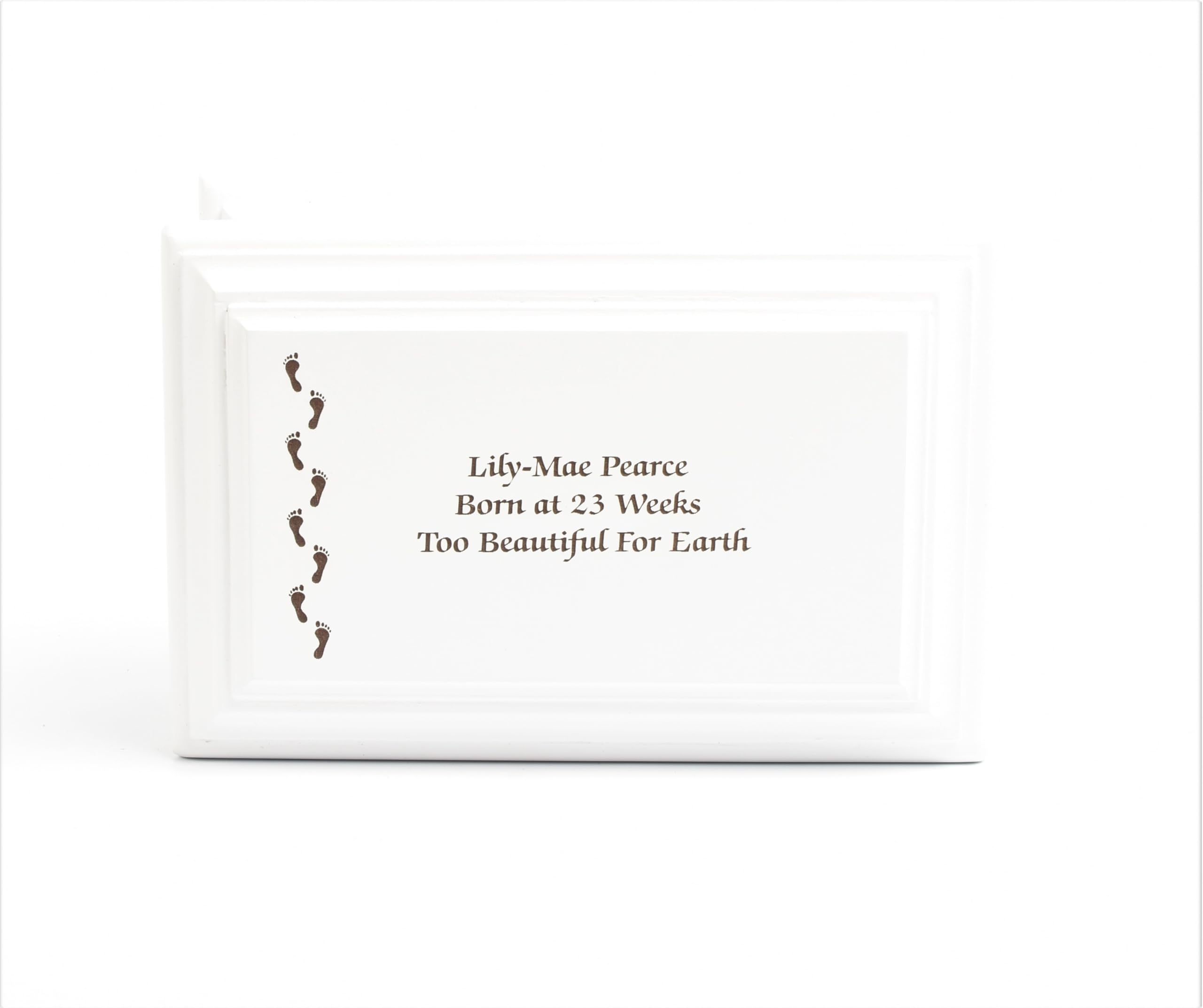 MDF White Painted Casket Urn Box – Refined Memorial Ashes Container with Secure Screw Bottom – Peaceful Tribute Design (Small, Footprint)