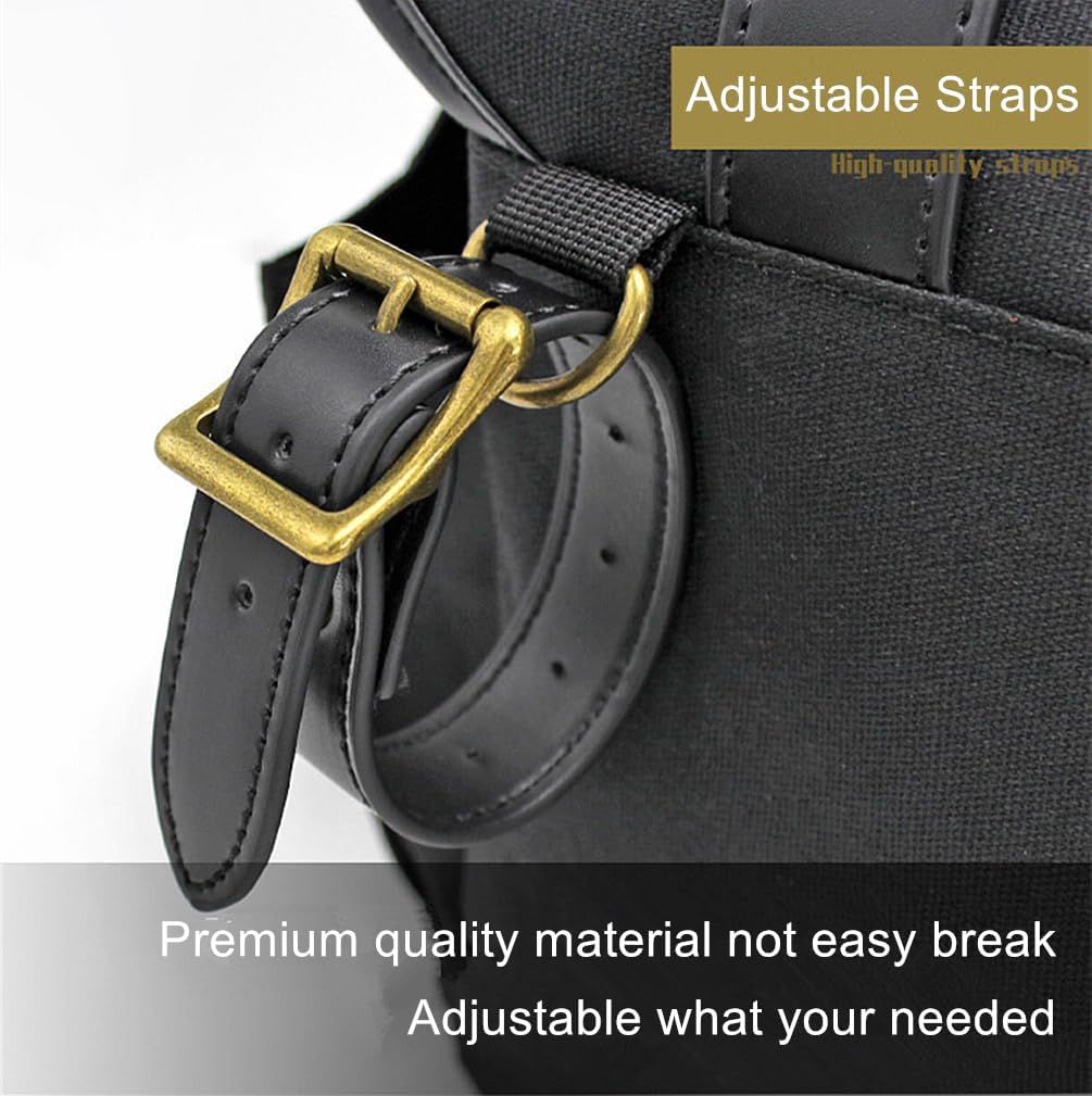 UNISTRENGH 3-in-1 Briefcase Bike Pannier Bags Waterproof Canvas Motorcycle Side Bag Cycling Rack Bag Bicycle Bag for MTB, Riding, Bike Touring, with Leather Splicing (Black (Only one side bag))