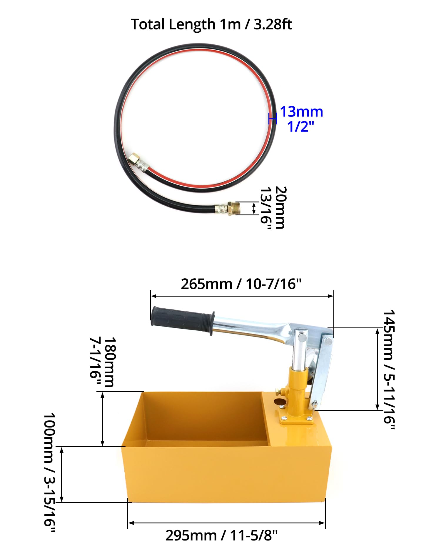 QWORK® Bomba de presión manual, 25bar, bomba de prueba, para detectar tuberías de agua y calefacción por suelo radiante