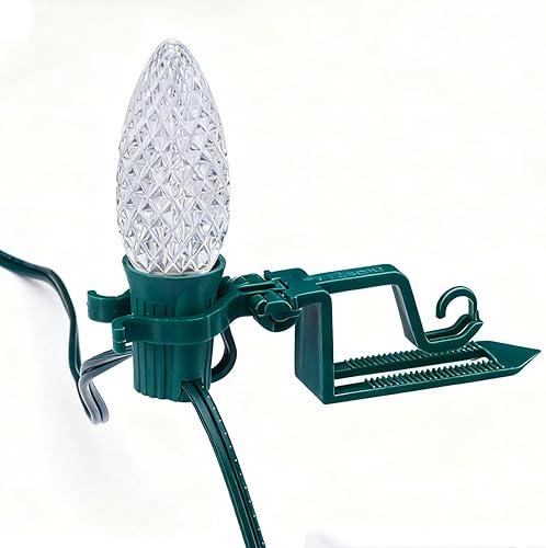 NIOSTA Clips de luz de Navidad C9 patentados por Estados Unidos, solución de configuración de clips giratorios para exteriores, tejas, tejas,