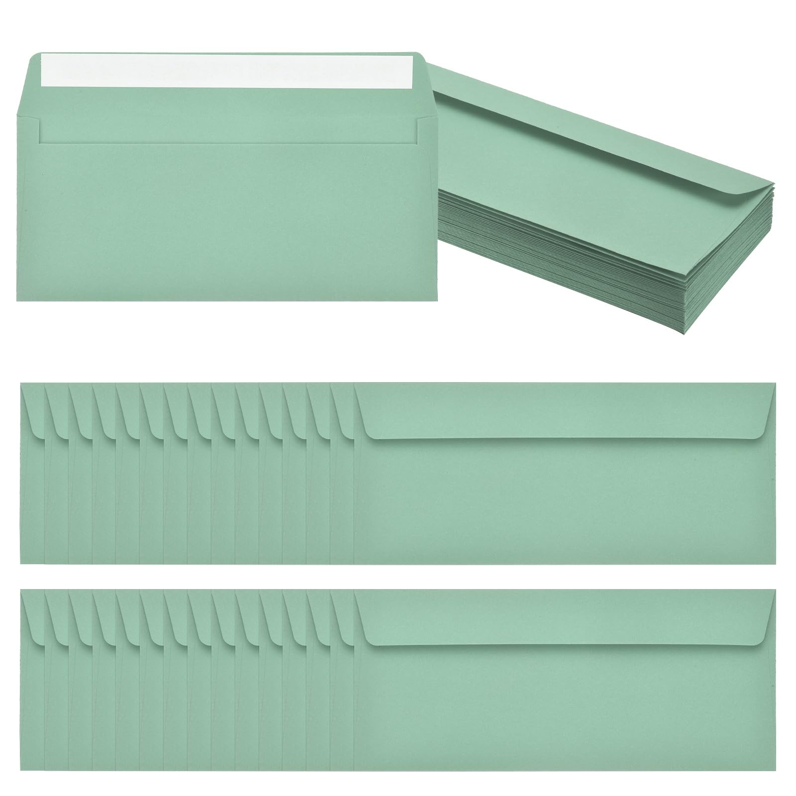 PATIKIL 60 Pack Grass Green #10 Business Envelopes, Colored Self Seal Letter Size Envelopes for Business Mailing Office Checks Invitation, 24.1 x 10.5 cm