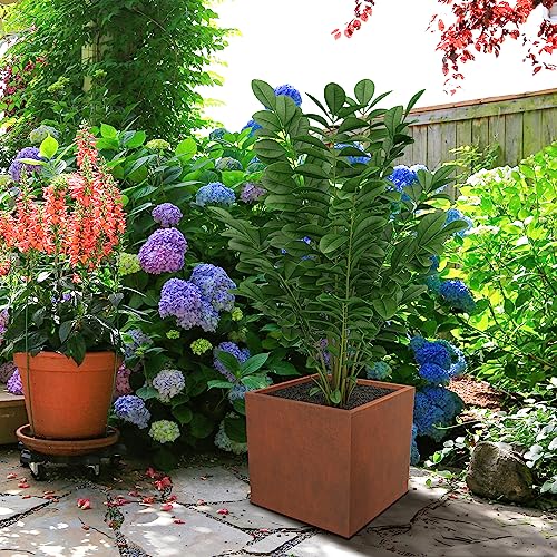 Elevens Corten Steel Planter Box, Large Planters For Outdoor Plants Tall Planter Box Garden Steel Planter Pot For Patio, Deck And Backyard, Brown 20 * 20 * 20" #TOP4