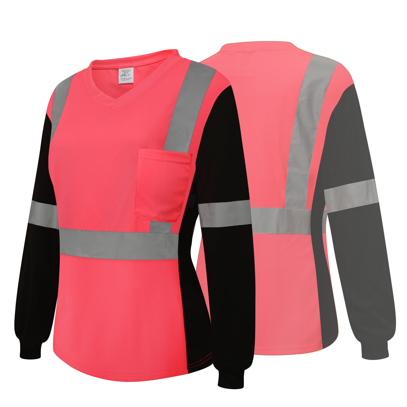 Besentinels High Visibility Shirts for Women Long Sleeve Safety Shirt for Construction Work, Reflective Shirts for Women, Surveyor, Meets ASIN,
