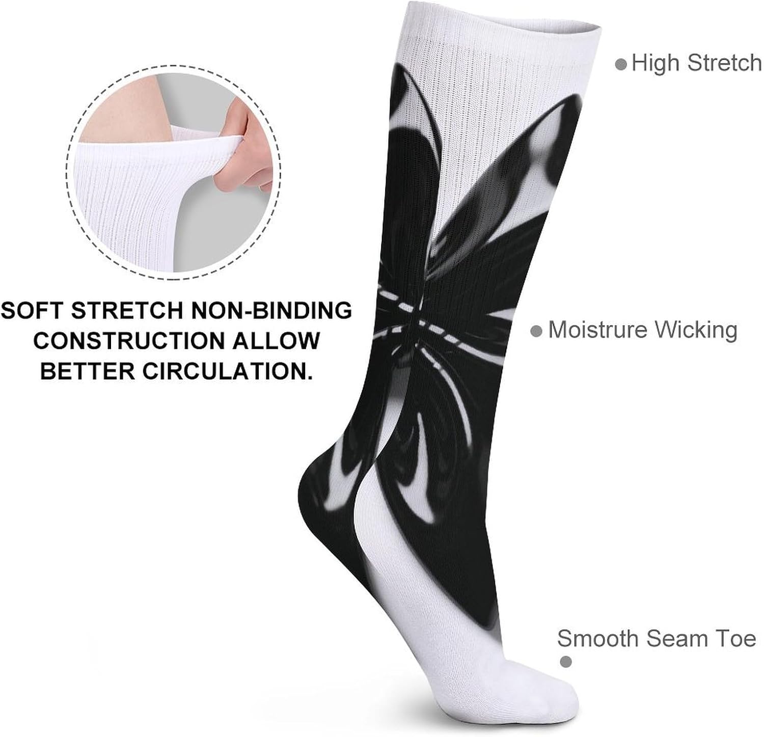 Black Bow Crew Socks Casual Breathable Calf Socks | Cushion Running Athletic Socks Long Performance Breathable Sports Socks for Women Men