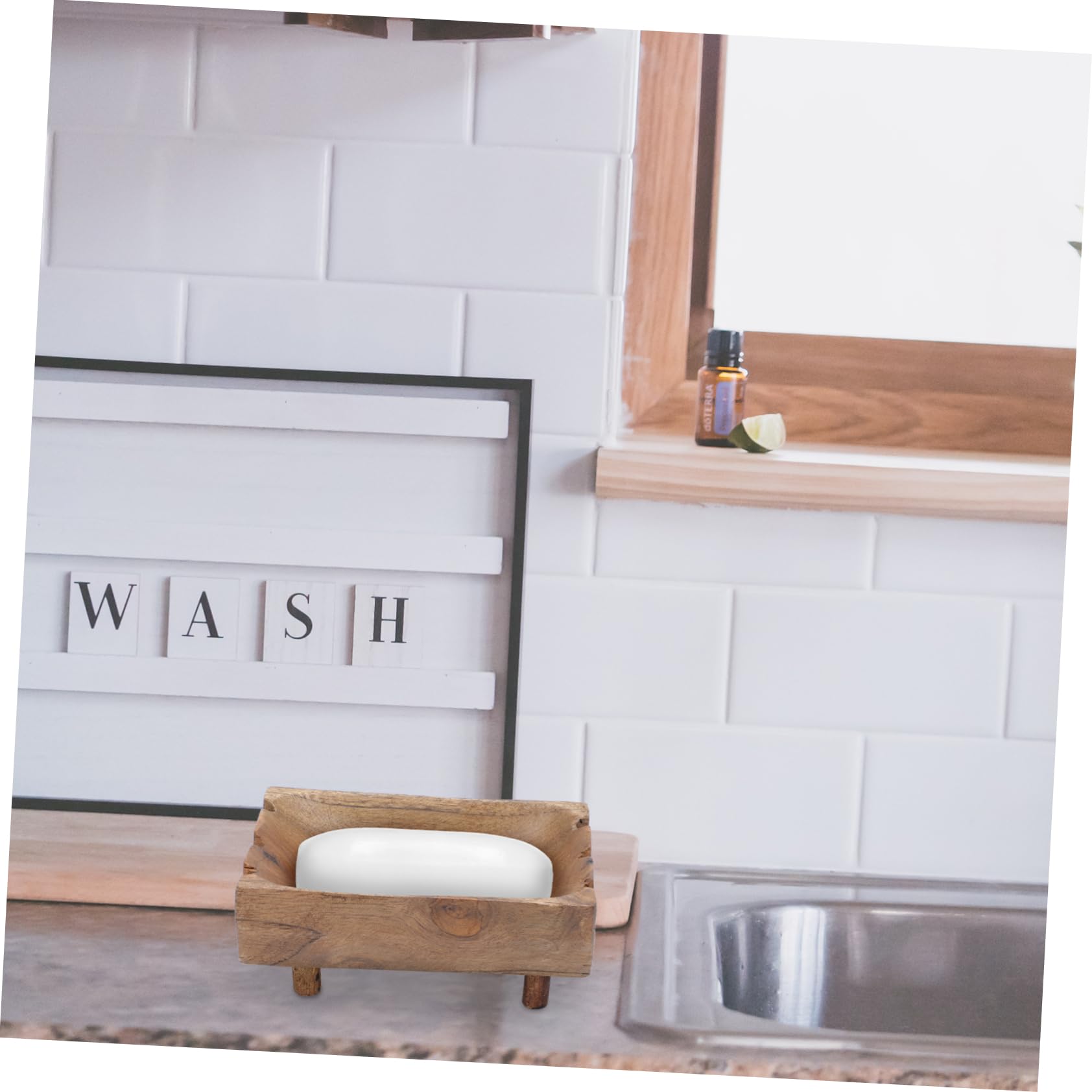 Jabonera de Madera para Baño, Contenedor de Almacenamiento con Drenaje, y Agradable, Previene Humedad y Malos Olores
