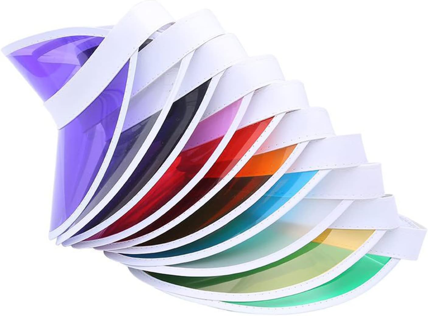 10 Pack Candy Color Sun Visors Hats Plastic Clear UV Cap for Sports Outdoor Party