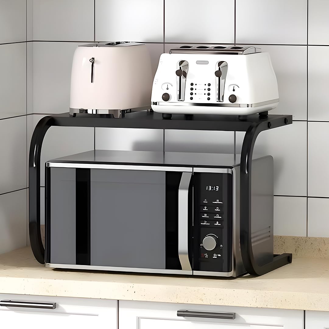 HomeEssentials Multipurpose Microwave Stand - Space Saving Storage Shelf/Kitchen Rack for OTG, Oven, Mixer & Storage/Durable & Rust-Resistant Countertop Organizer for Home & Kitchen