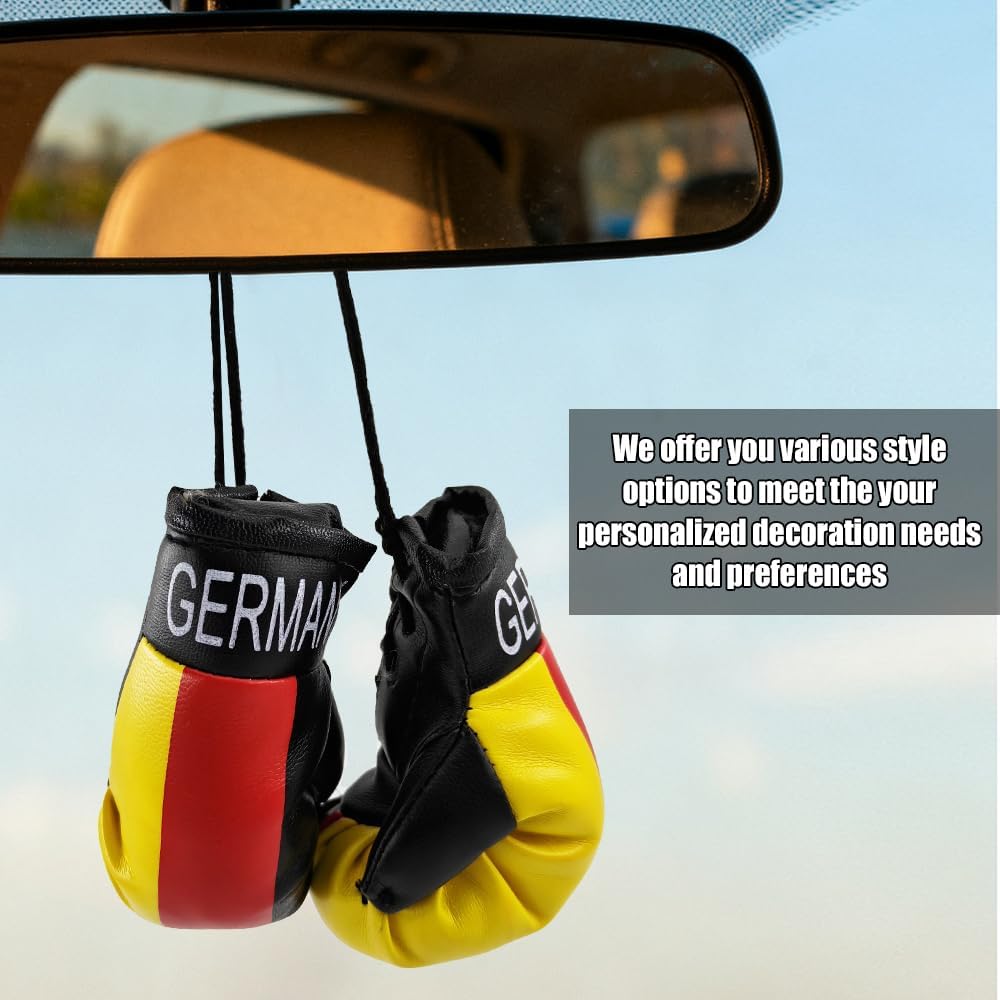 1 Pair Mini Boxing Gloves for Car Mirror, Rear View Mirror Accessories, Auto Mirror Hanging Gloves with Flag Pattern, Auto Decor Charm Universal for SUV Caravan Pickup (Germany) image 4