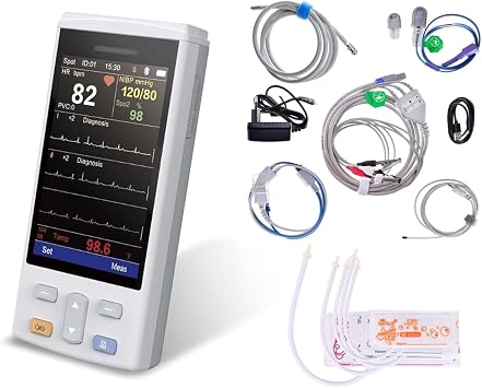 M6 4.3 inch Portable Veterinary Multiparameter Monitor with SPO2, ECG,NIBP, Temp, RESP and PR for Dogs, Cats and Horses etc.