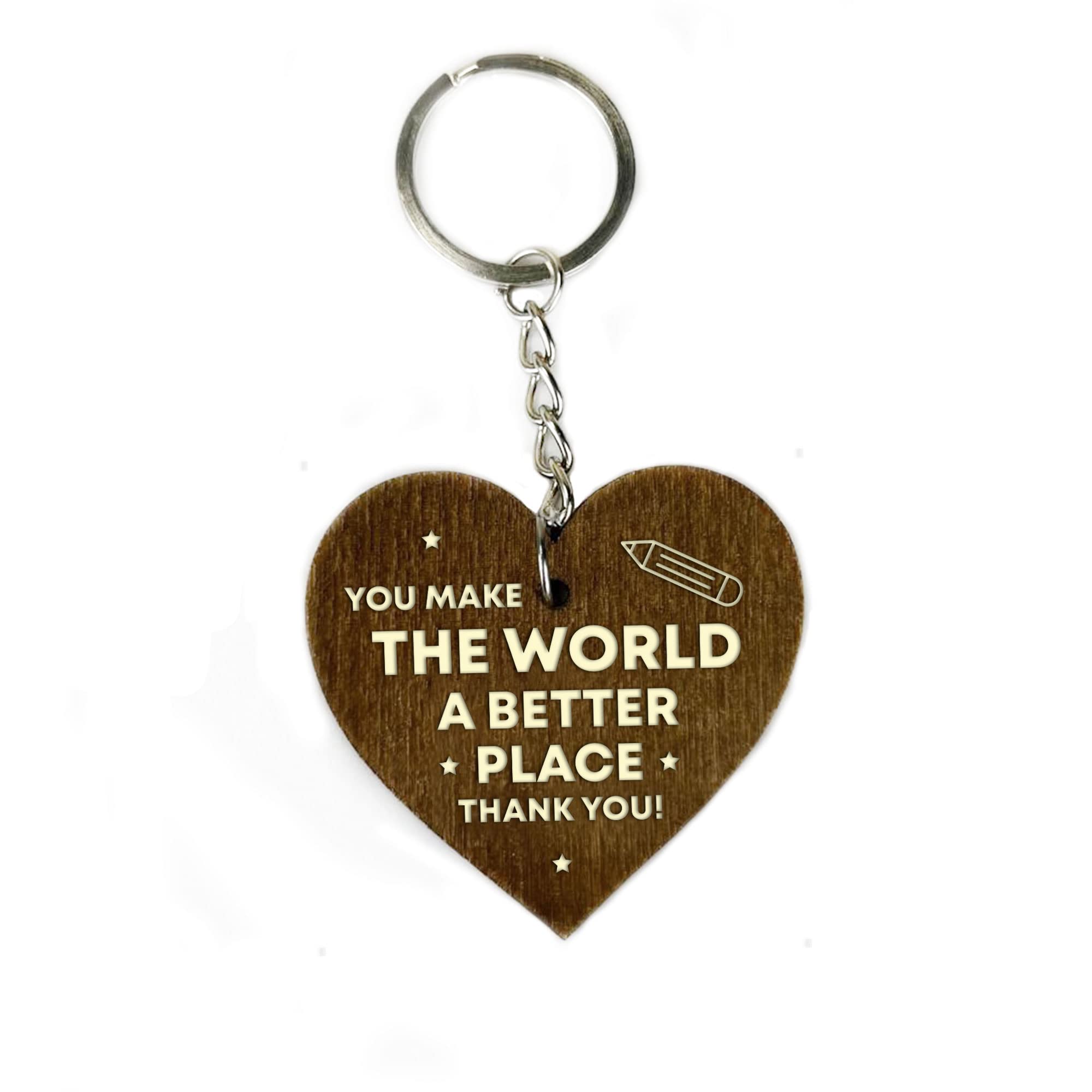 RED OCEAN Wooden Keyring Gift For Teacher Teaching Assistant Nursery Teacher Leaving Gifts For Men Women