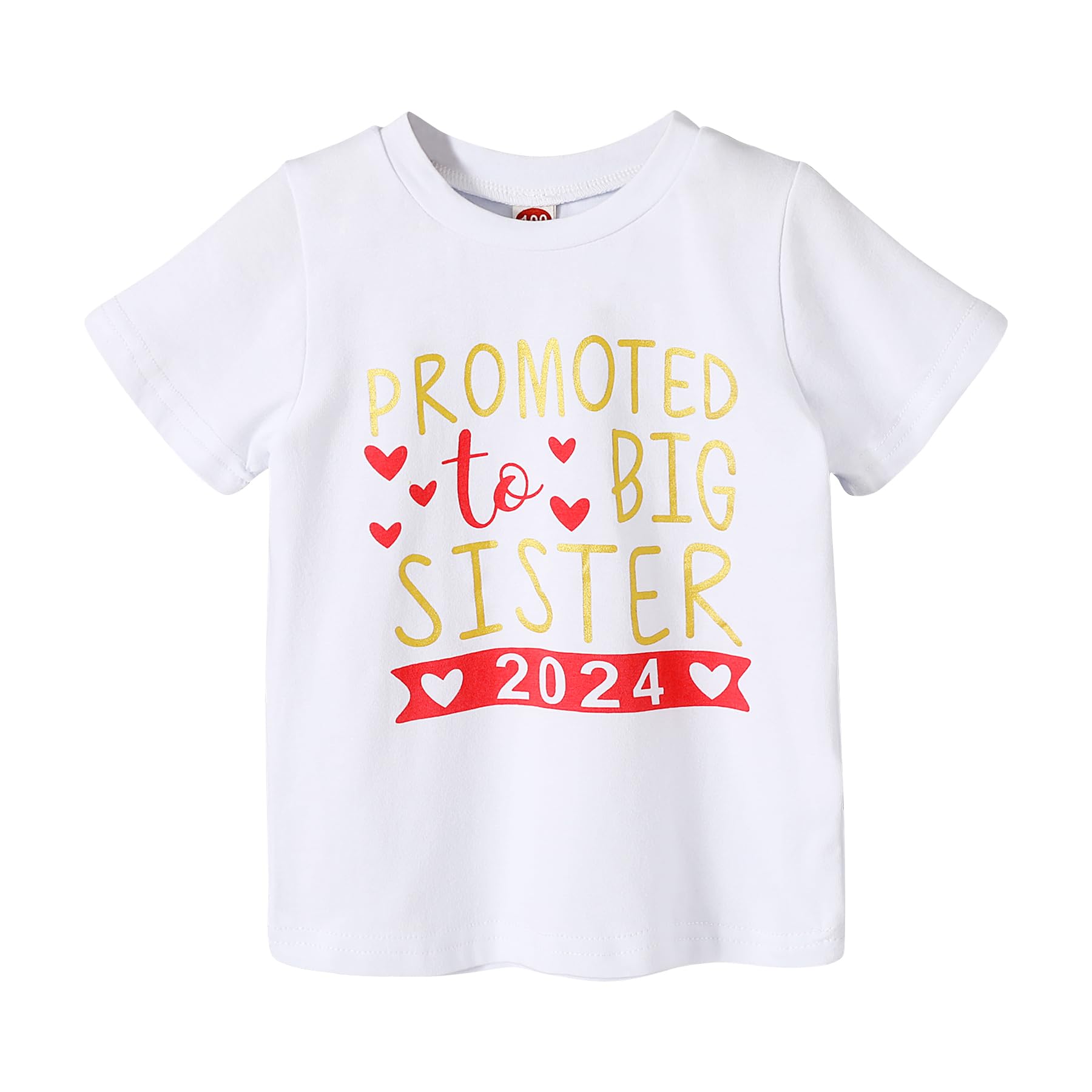 JEELLIGULAR Baby Girl Promoted to Big Sister Letter Print Clothes Outfit T-Shirt Top Blouse Shirts (2024 White, 1-2 Years)