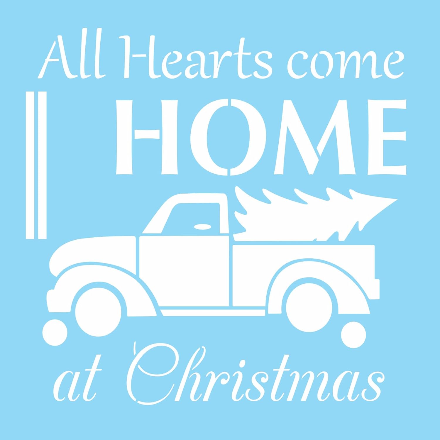 Joanie 12 x 12 Stencil All Hearts Home Christmas Vintage Red Truck Christmas Tree Cabin DIY Signs