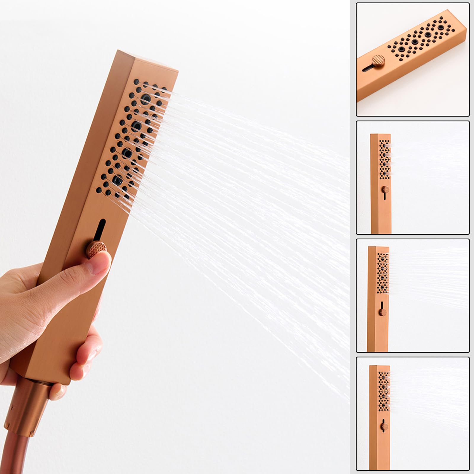 Juego de grifo de ducha termostático oculto con cabezal cuadrado de lluvia, estructura de latón, 2 válvulas de escape para baño moderno