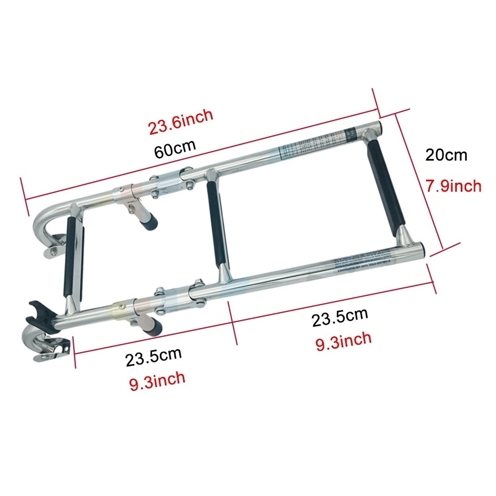 Scaletta per Barche a 3 gradini, Scala Pieghevole in Acciaio Inox per pontoni, gommoni, Camper, Yacht, Piscine, pontili, Portata Massima 150 kg (330 libbre).