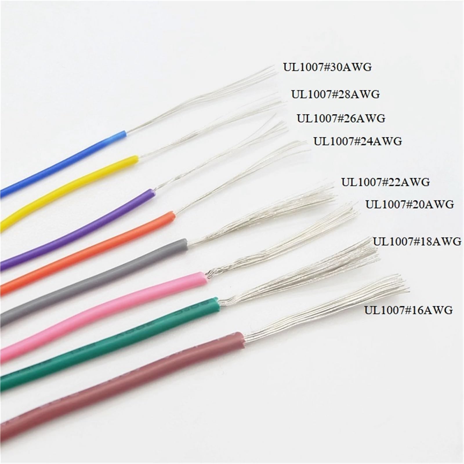 Cable electrónico de PVC 2M-100M UL1007 26/28/30 AWG; Cable de Cobre estañado Rojo Negro for cableado LED y Bricolaje(Purple,100M,30AWG)