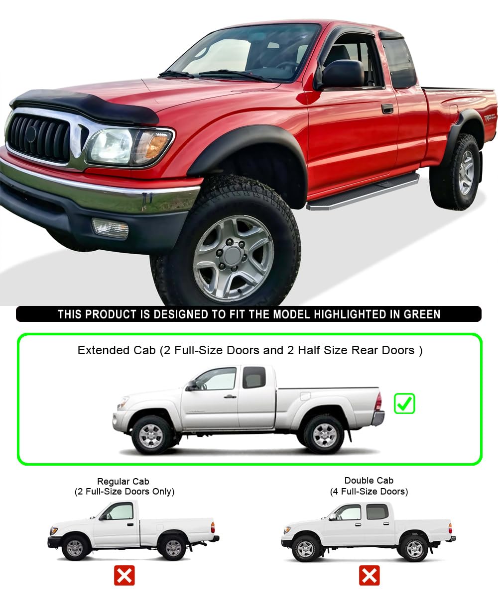 APS 6in 304 Stainless Steel (Polished Flat Style) Running Boards Side Bars Side Steps Compatible with Toyota Tacoma 1995-2004 Extended Xtra Cab (4WD or Prerunner 2WD 4WD)