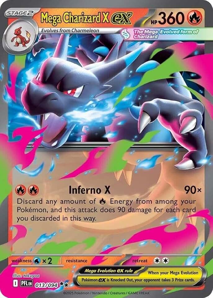Pokemon - Mega Charizard X ex - 013/094 - ME02: Phantasmal Flames (PFL) - Double Rare - Single Card