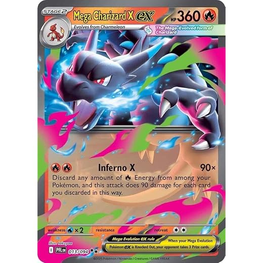 Pokemon - Mega Charizard X ex - 013/094 - ME02: Phantasmal Flames (PFL) - Double Rare - Single Card