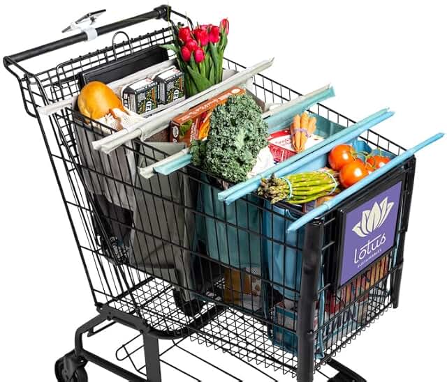 Lotus Earth Tone Trolley Reusable Shopping Bags (4-Pack) – Detachable & ...