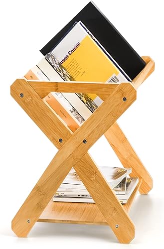 Miniatura 4 de Okllen Organizador de libros para niños con estante, organizador de almacenamiento de libros de bambú, estante organizador de libros para niños