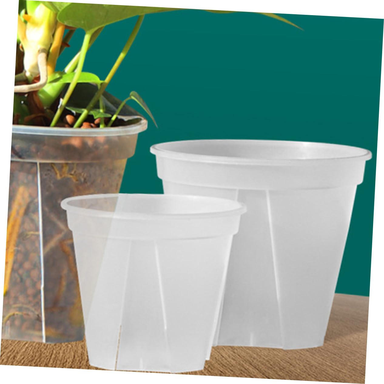 TOYANDONA Pots de Rempotage Transparents pour Orchidées Lot de 2 Plastique Robuste Diamètre 27 Cm