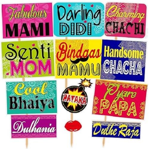 Funny Wedding Family Party Photo Booth Props Craft Item (Pack of 12 Pcs) Colour : Multicolour