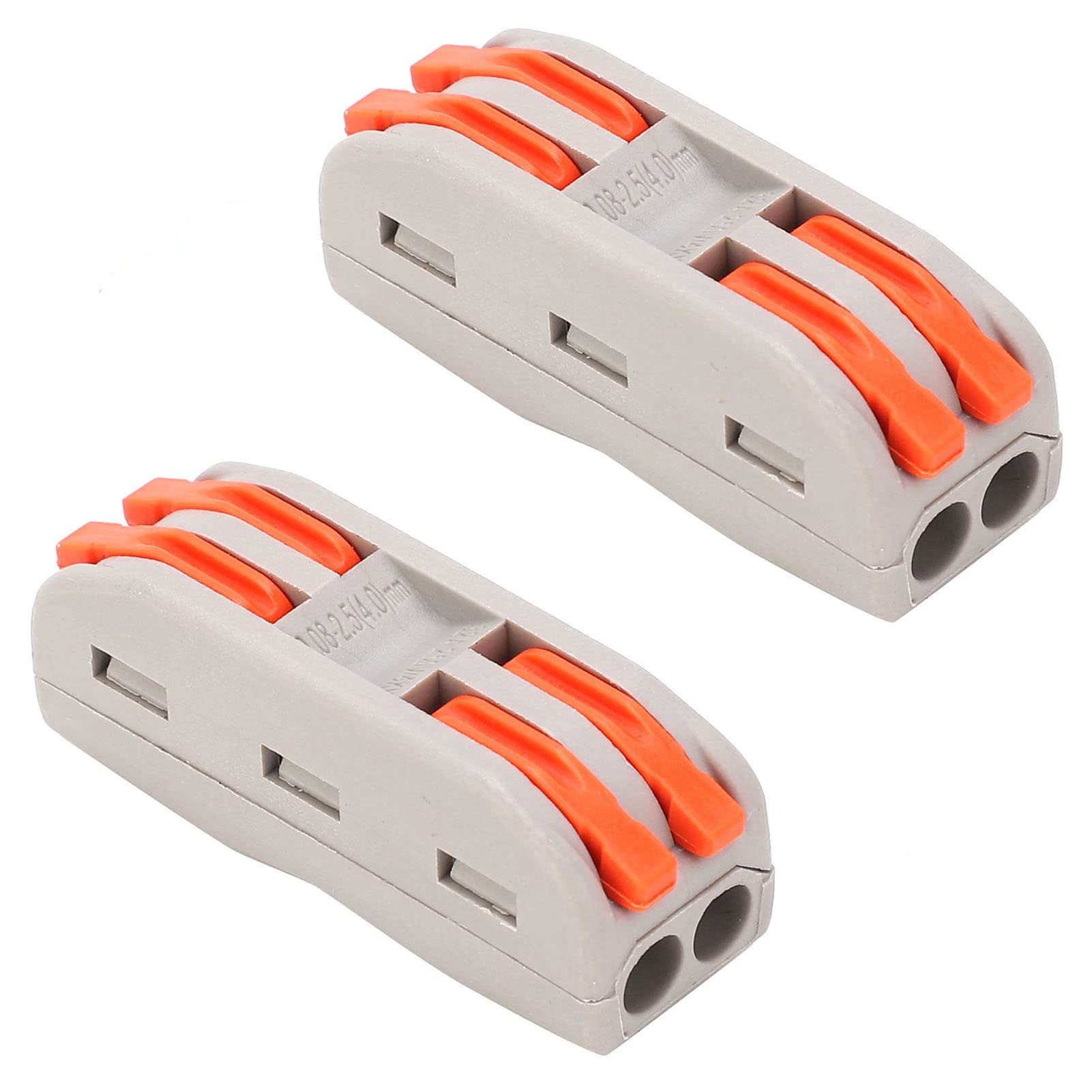 WOODTULA Compact Wire Connectors - 2 to 2 Inline Splicing Connectors - Assortment Conductor - Push-in Electrical Connectors (2pcs, 2 to 2 Inline, Orange)