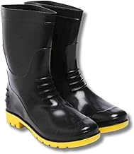 Valorous Bahubali Industrial Safety Gumboots Mens Black Long Pvc Boots For High Ankle Safety 11 Inch Size-6