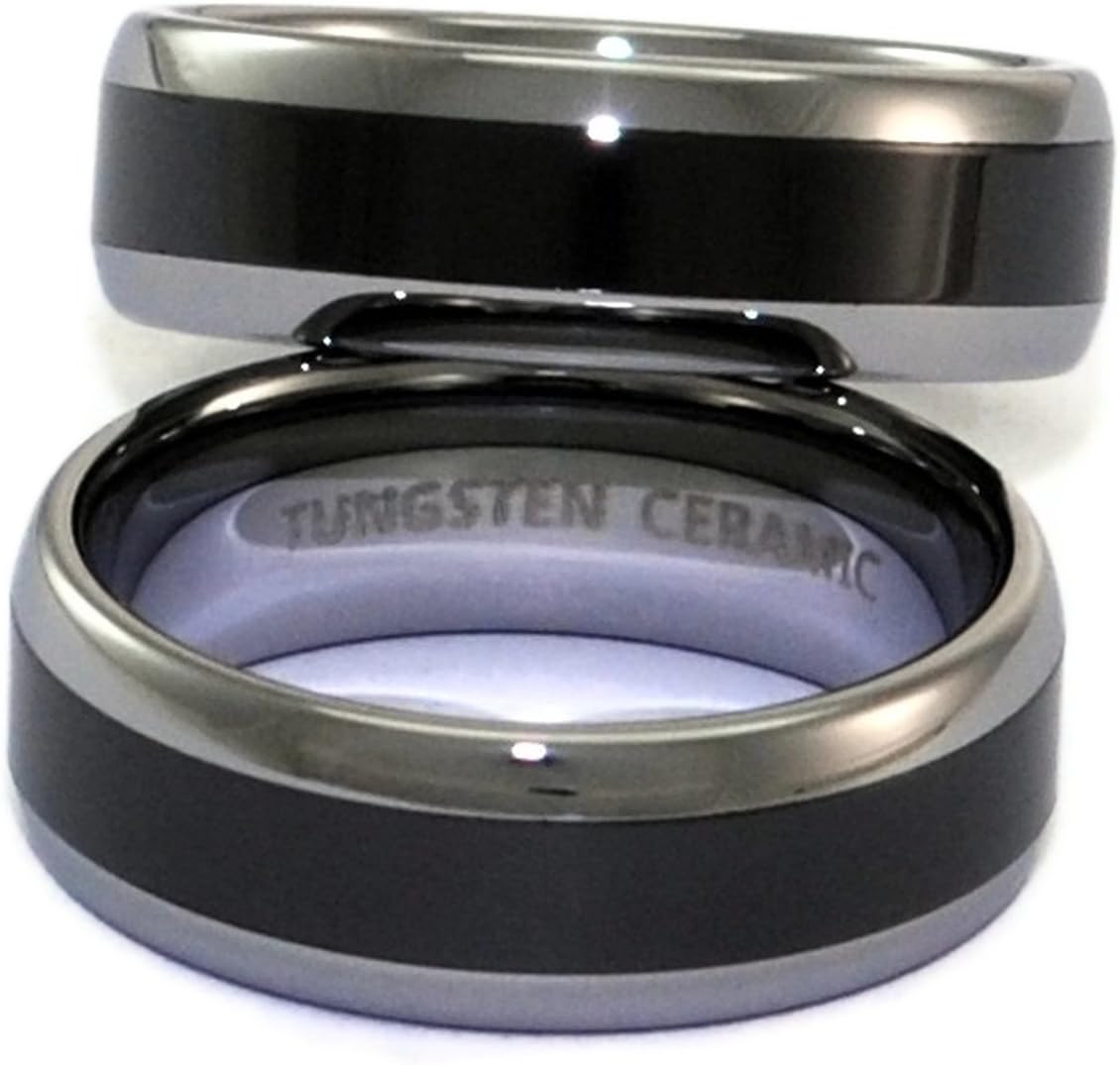 Tungsten Carbide Ring with Seamless Black Ceramic Inlay (Forever Polish) (12)