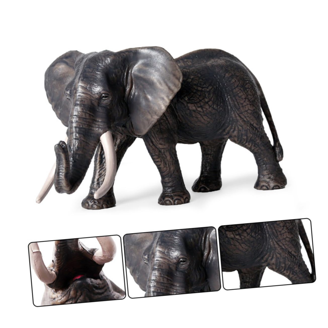 KOMBIUDA Modelo de Elefante de Simulación 4 Piezas PVC Negro | Figuras Creativas y Realistas, Juego de Grupo Salvaje, 1 Set para Niños