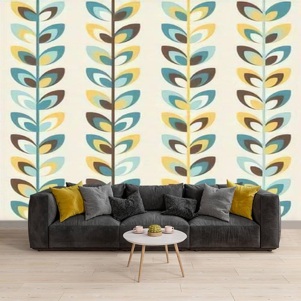 Peel and Stick Wallpaper Midcentury geometric retro Vintage brown