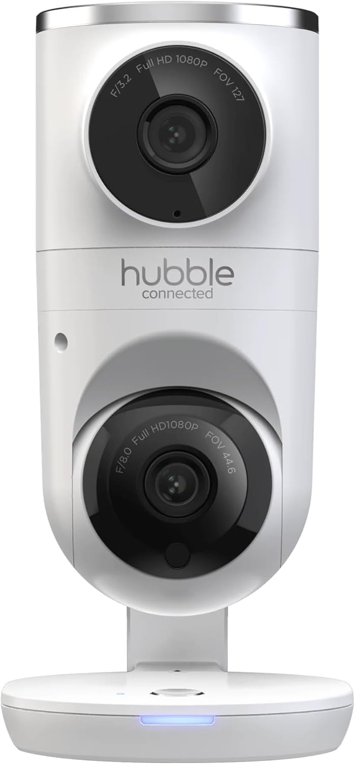 Hubble Connected Dual Vision Smart HD Baby Monitor with 2 Cameras, WiFi Baby Monitor with App and Screen, Remote Pan Tilt Zoom, 2-Way Talk, AI Motion Tracking, Night Vision, Room Temperature Sensor