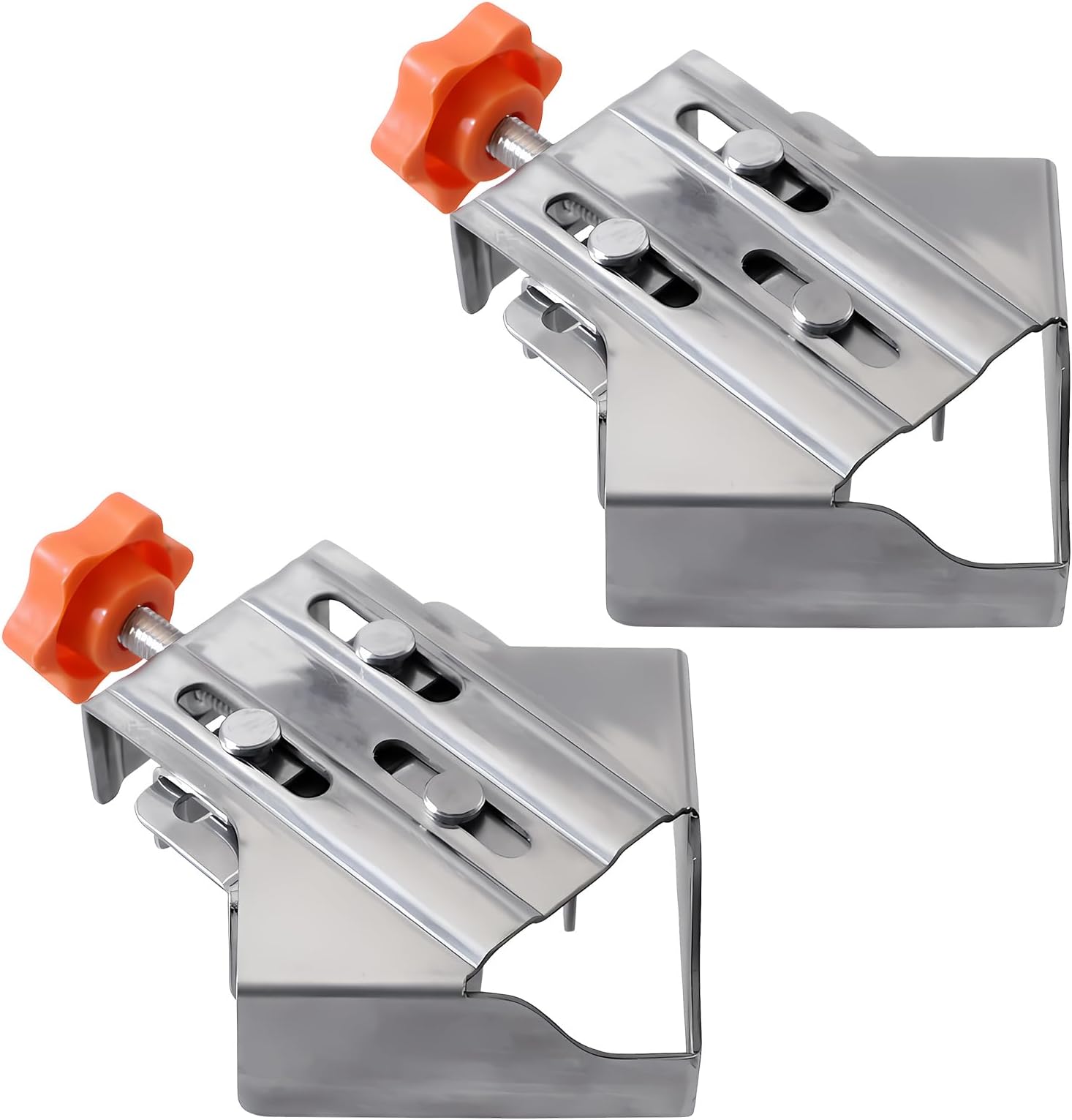 Owfeel2pcs Stainless Steel Right Corner Clamp,90 Degree Right Angle Clamp for Woodworking,Right Angle Clip Fixer,Single Handle Clamps for Woodworking, Photo Framing (Close)