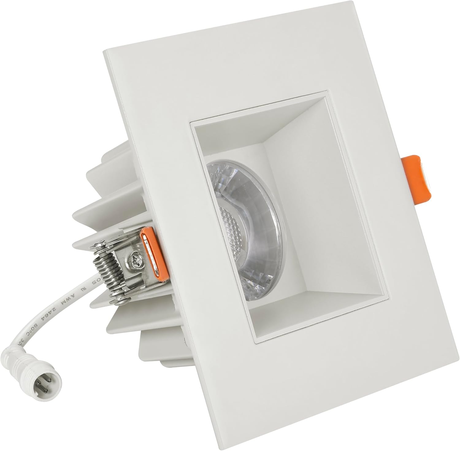 Maxxima 4 in. Ultra-Thin Recessed Anti-Glare LED Downlight, Canless IC Rated, 5 Color Temperature Selectable 2700K/3000K/3500K/4000K/5000K, Dimmable Square Stone Gray Trim, 90 CRI