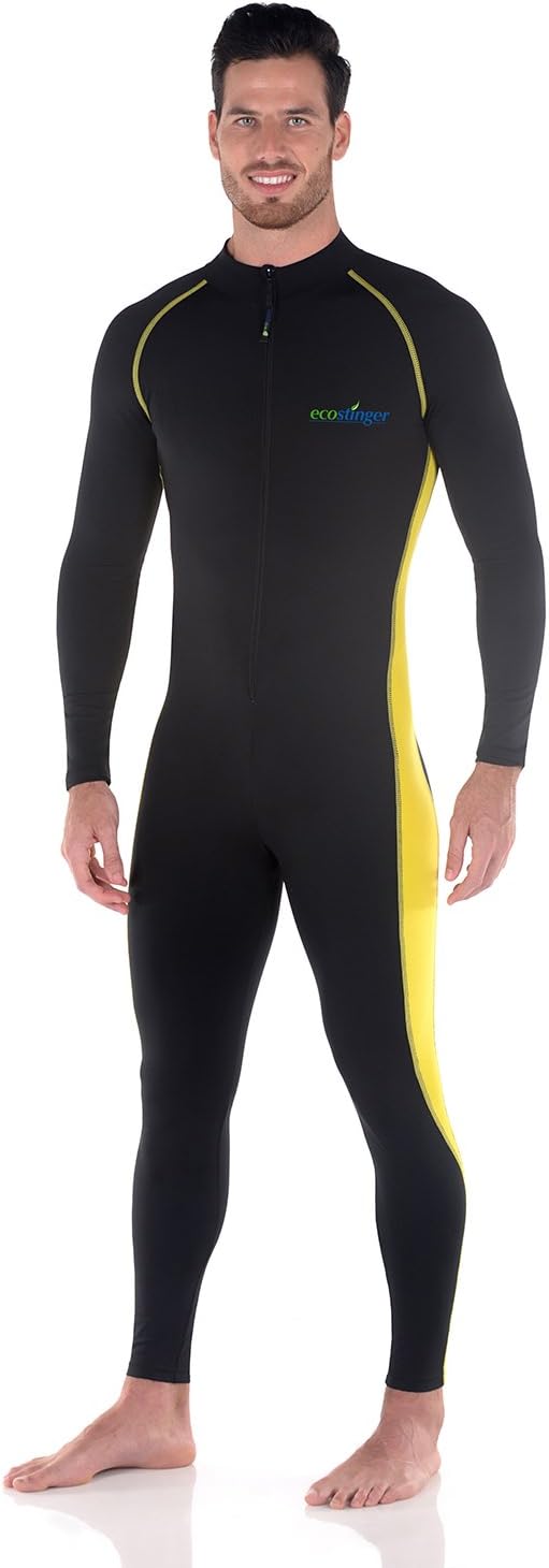 EcoStinger® Men Full Body Swimsuit Sun Guard Stinger Suit Dive Skin UPF50+ Black Yellow