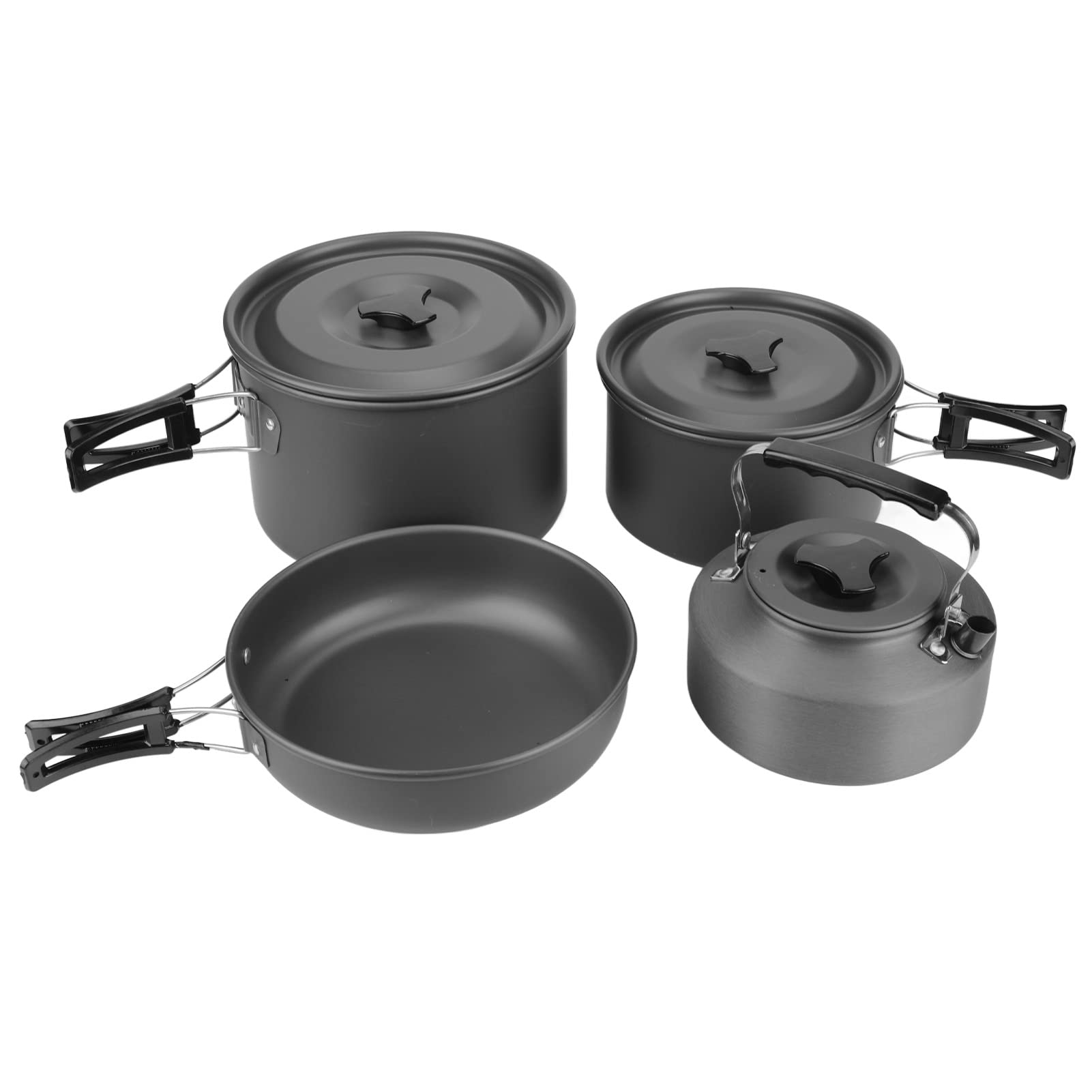 KUIDAMOS Przenośny Aluminiowy Zestaw naczyń Kempingowych, Odporny na Wysokie Temperatury, do Pieszych Wędrówek na świeżym Powietrzu, Wędrówek z Plecakiem, Zestaw Misek do Czajnika ze Stali Nierdzewnej
