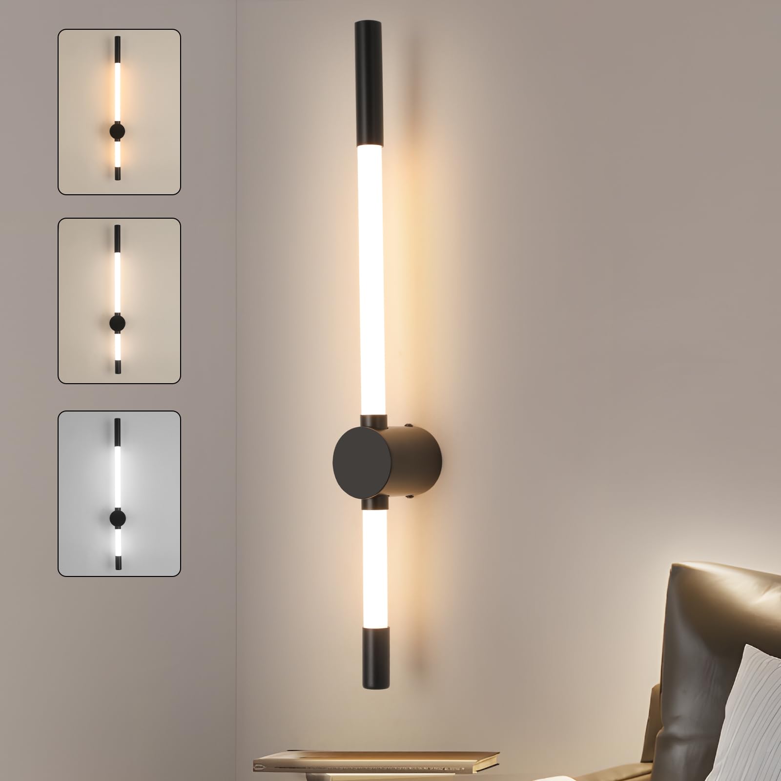 YT YATAI LIGHTING Modern LED Wall Lights for Bedroom and Living Room, Decorative Long Wall Lights, Bedside and Indoor Wall Sconces with 3 Color Temperatures