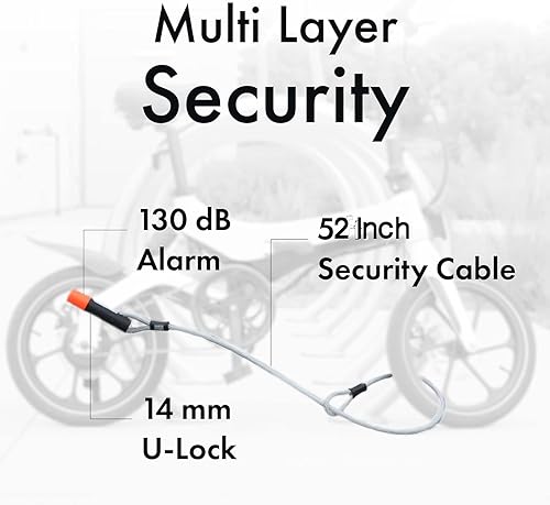 Miniatura 3 de Blackstone Alarma antirrobo de 130 dB con bloqueo en U resistente con cable de seguridad (alarma U-Lock con cable)