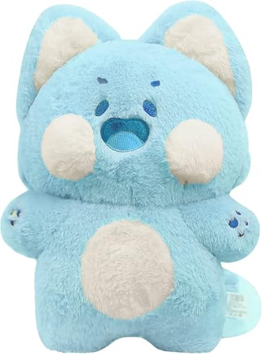 PEACHCAT - Lindo cojín de peluche de gato kawaii para niñas y niños, color azul, 15.7 pulgadas