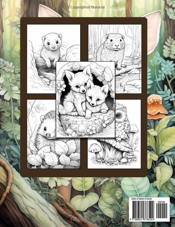 Baby Woodland Creatures: Cute Baby Woodland Animals Coloring Book For Adults with Owls, Foxes, Deers, Bears, and Many More! - Image 2