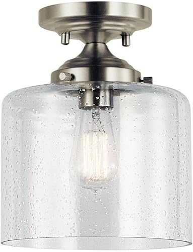 Kichler Winslow 44033NI - Lámpara semiempotrada de 8.5 pulgadas de níquel cepillado, 1 luz para vestíbulo o dormitorio con vidrio transparente
