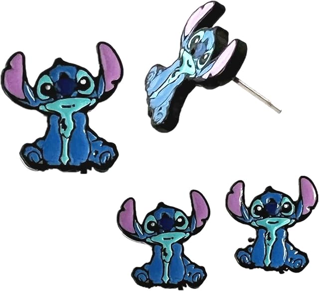 Cartoon Anime Stitch Ohana Earrings Stud Gifts for Boys, Girls, Women and Men