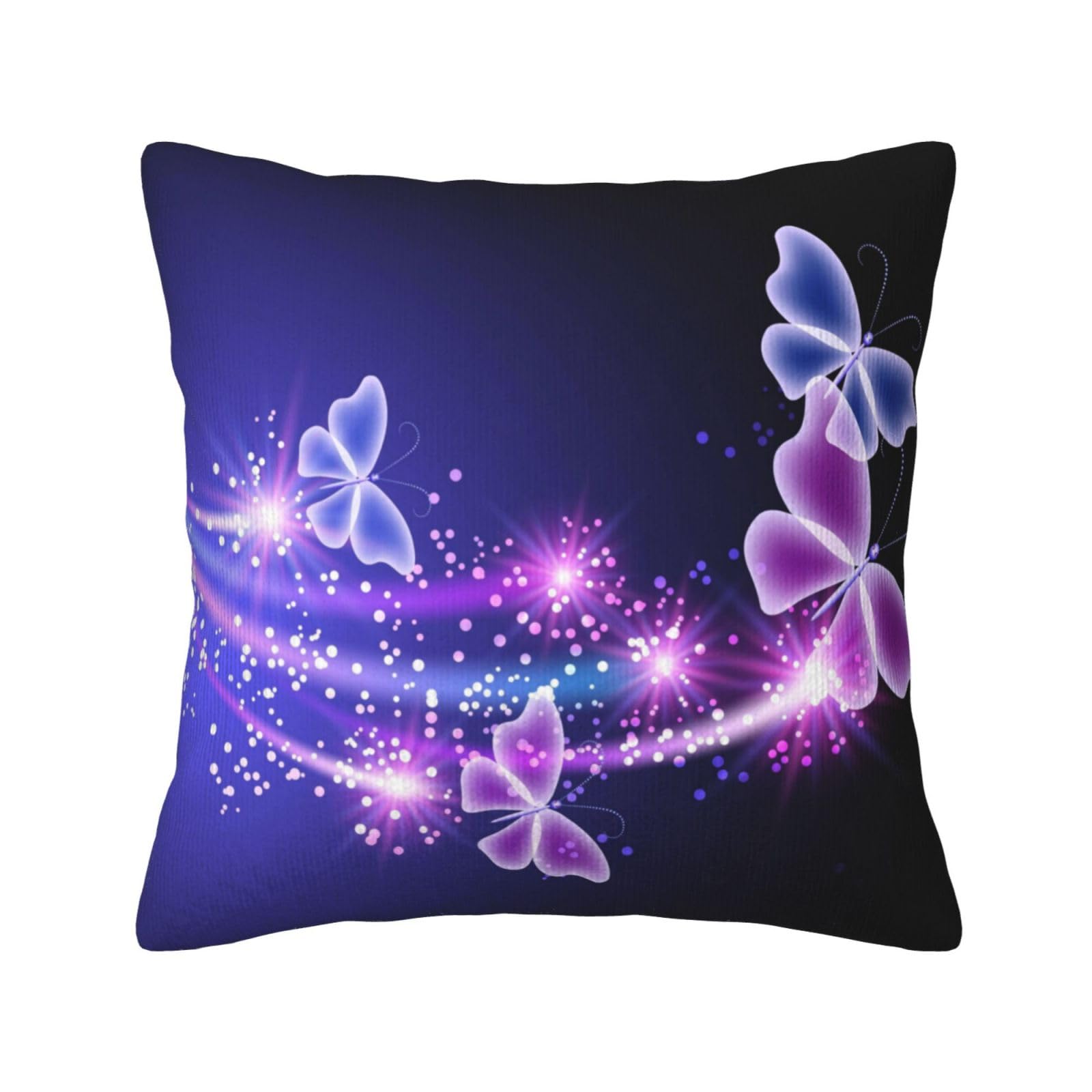 Housse de coussin violette en velours côtelé 50x50 cm imprimé papillon