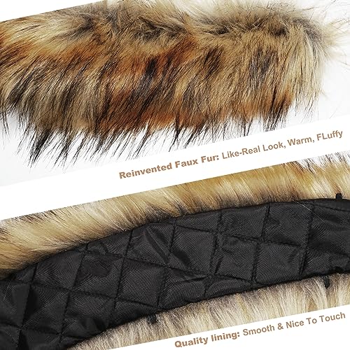 MAGIMODAC Fellkragen Pelzkragen Kunstfell Kunstpelz Fell Kragen Pelzschal Wie echt für Kapuze Kapuzenmantel Winter Parka Mantel Jacke (Braun, 80cm/31.50’’)