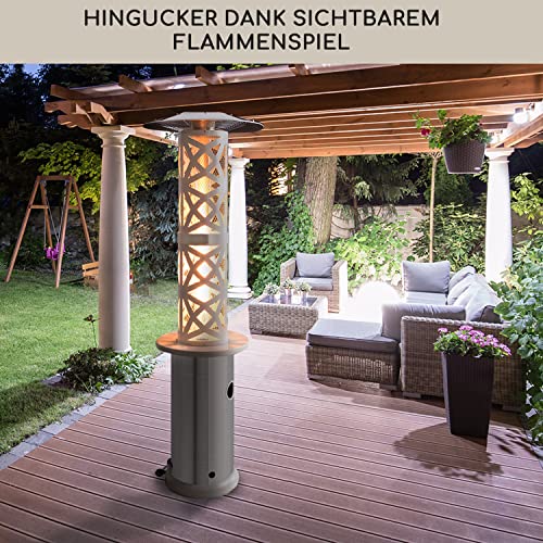 Blumfeldt Terrassenheizer, Outdoor- Gasheizstrahler, Heizpilz Gas für Terrasse, Garten & Balkon, Terrassen- Heizer mit Elektrischer Zündung, 360°Flammen- Blick, Gas- Heizstrahler mit Bodenrollen-7