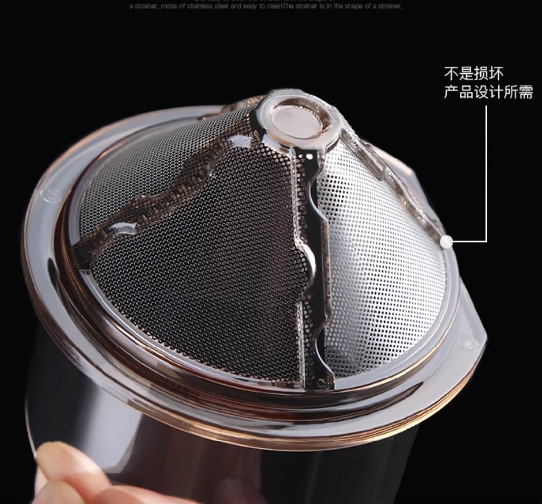 Cafetera Francesa Taza de molienda café 4 en 1 Cafetera Multifuncional Molinillo Granos Manual Café(Black)