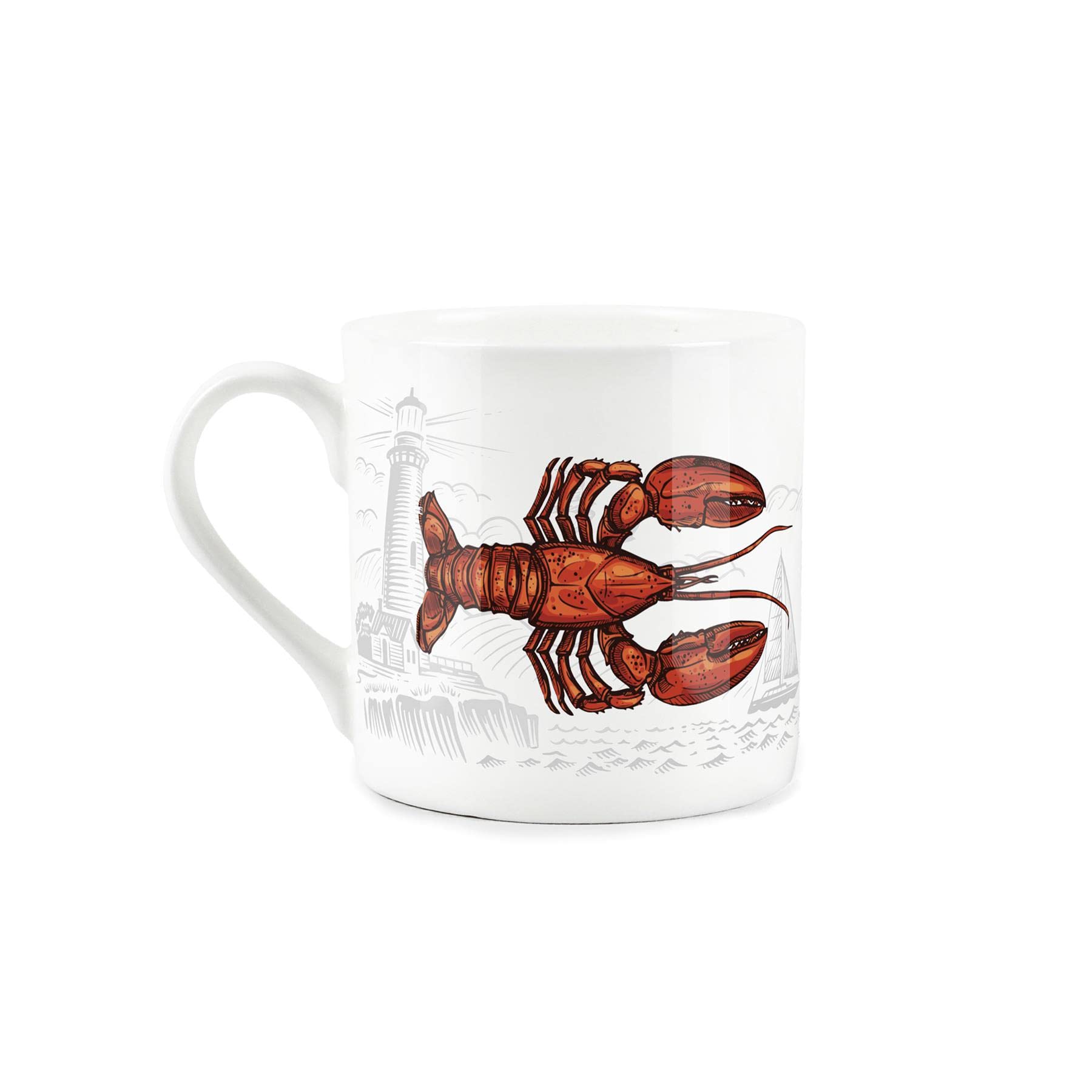 Purely Home Coastal Animals Shrimp Seaside Themed Mug - Fine Bone China White Coffee/Tea Present Gift - Image 2