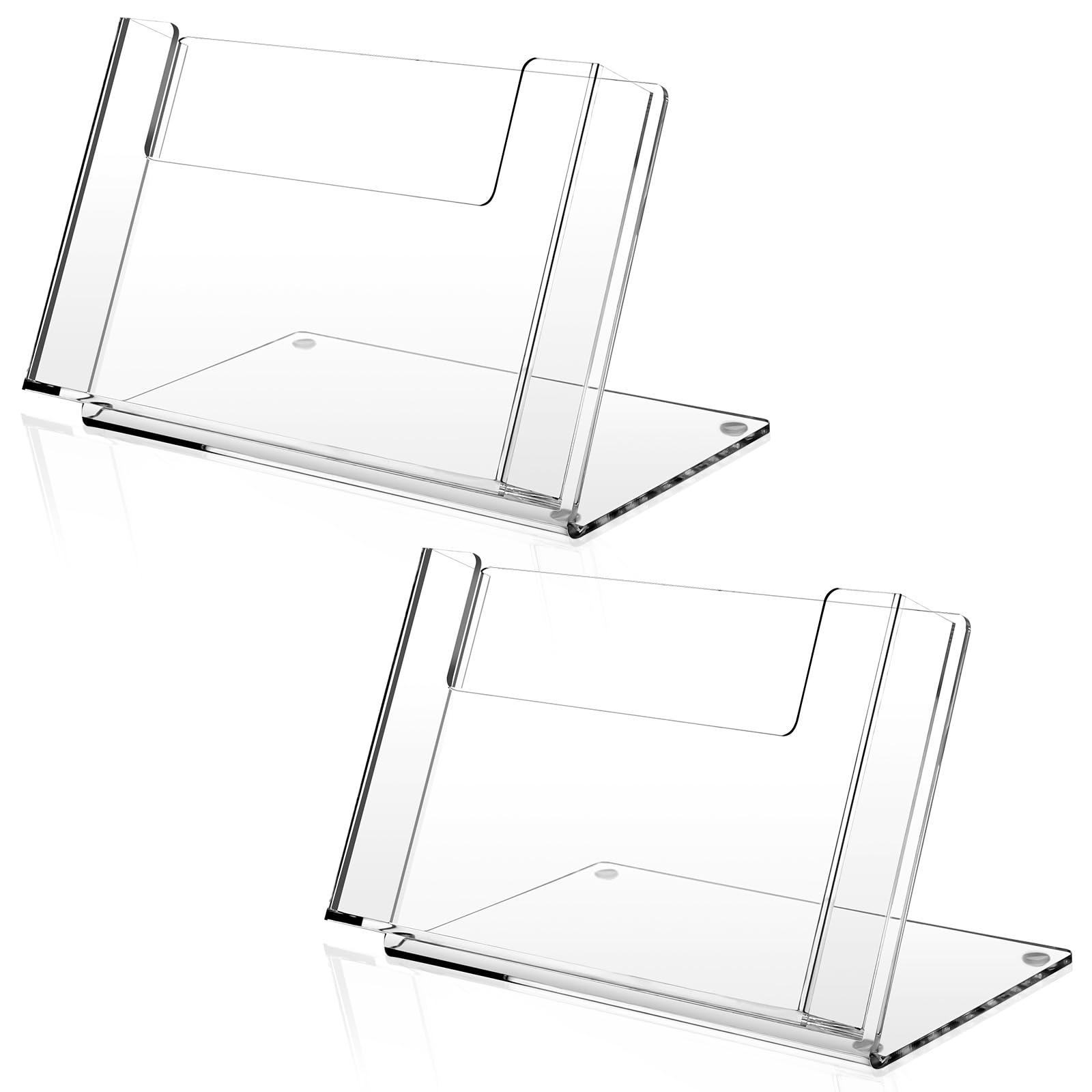 Photo 1 of Threehoney 2 Pcs Acrylic Postcard Holder 4 x 6 Inch Brochure Organizer Flyer Display Stand Clear Greeting Card Display Magazine Holder for Card Organizer Desk Table Home Office Menu
